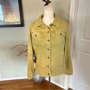 Chico’s Platinum Yellow Denim Jacket in Women’s Size Large or 2